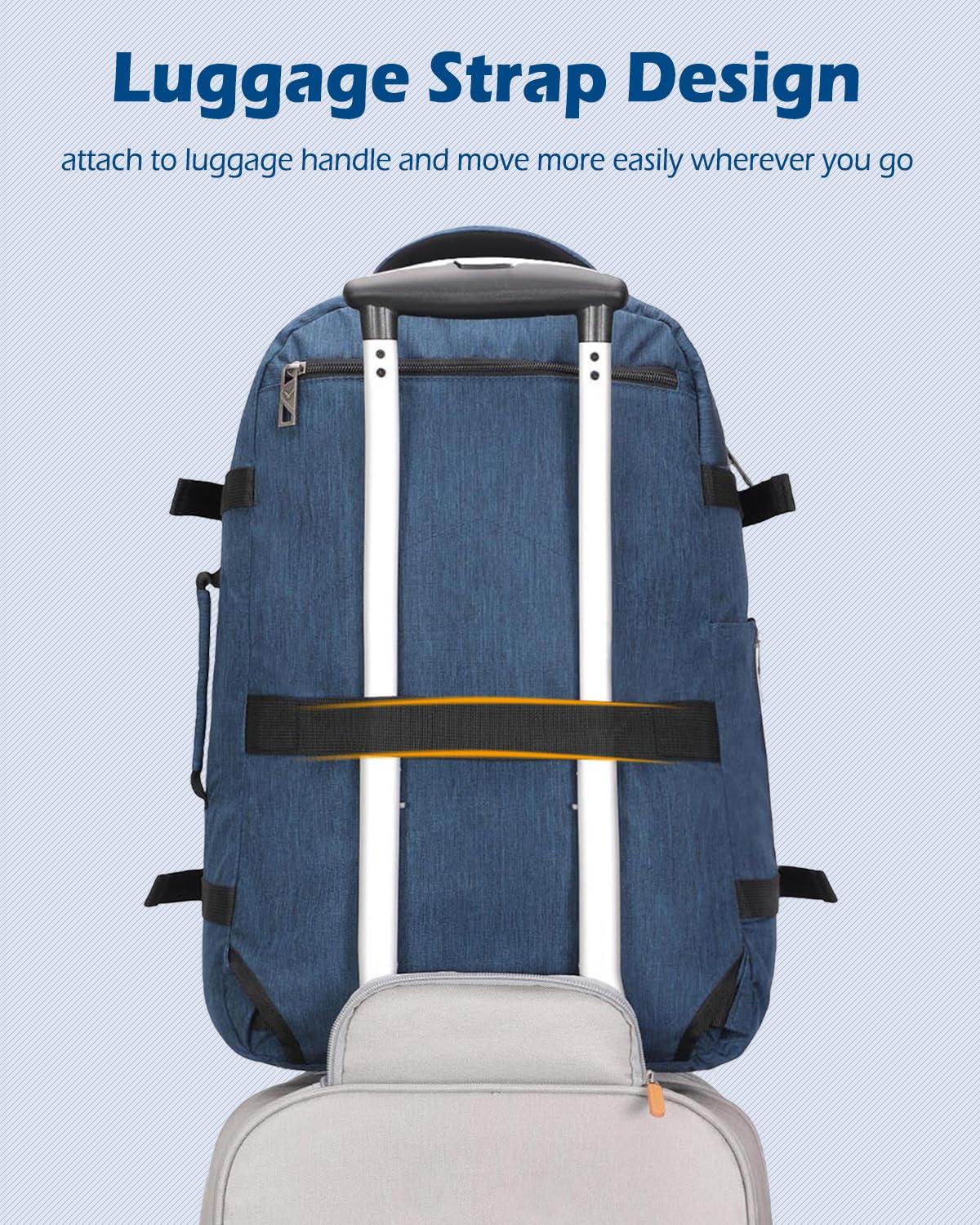 Hynes Eagle Hynes Eagle Travel Backpack 40L Flight Approved Carry on Backpack Men Large Cabin Weekender Laptop Backpack Women 15.6 inches Blue with Waist Pack Green