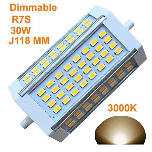 qlee qlee R7S LED J118 118mm Dimmable Bulb 30W Warm Light 3000k AC120V 3000LM Double Ended J LED Floodlight for R7S 200W 300w 400w Halogen Replacement (3000k Warm Light)