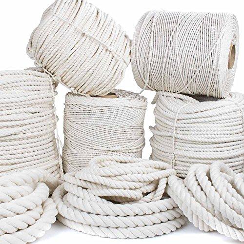 GOLBERG G GOLBERG Twisted 100% Natural Cotton Rope - White Cotton Rope - (5/32 Inch x 10 Feet)