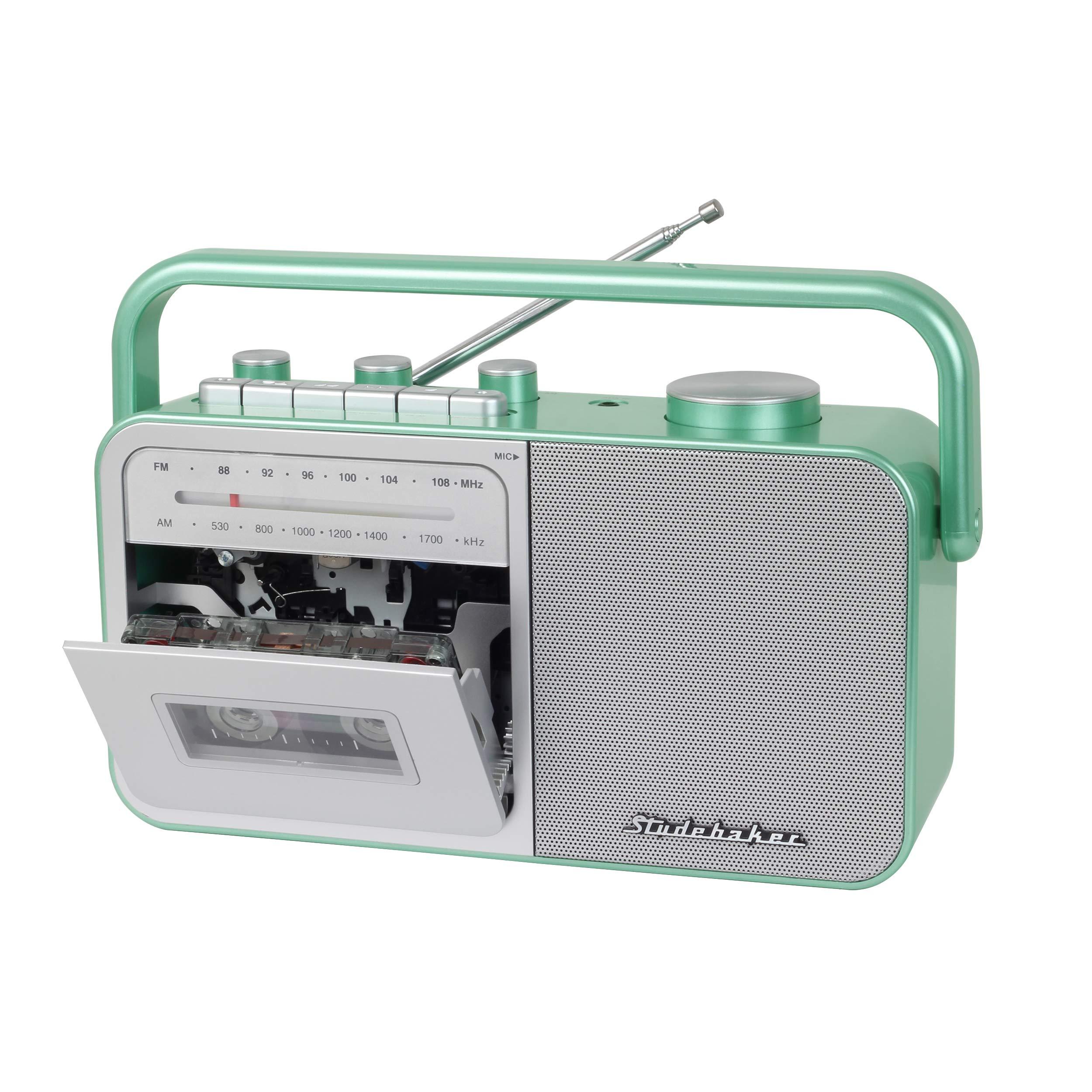 Studebaker Studebaker SB2130TS Portable Cassette Player/Recorder with AM/FM Radio (Teal/Silver)