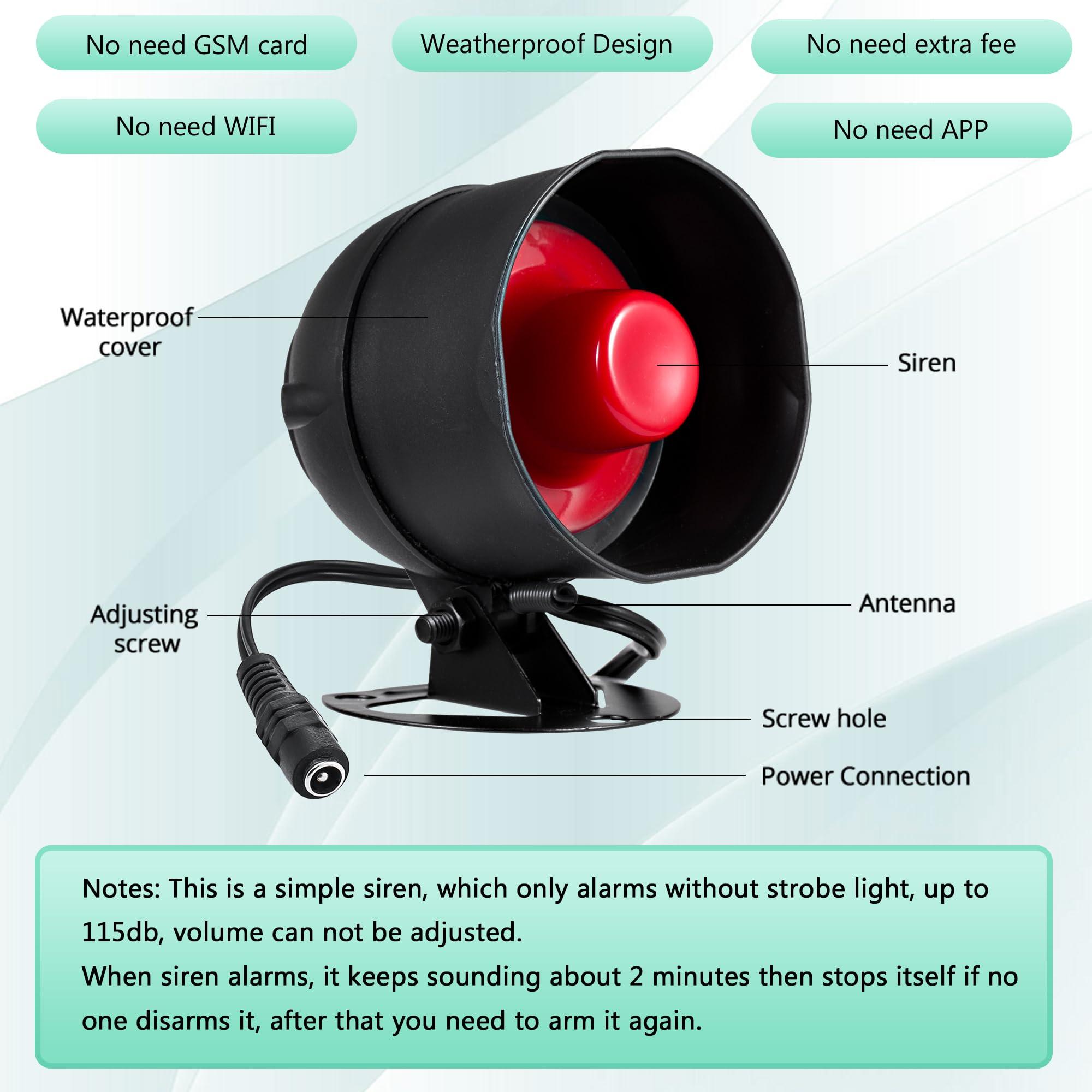 KERUI KERUI Standalone Home Office Shop Security Alarm System Kit,Wireless Loud Indoor/Outdoor Weatherproof Siren Horn with Remote Control and Door Contact Sensor,Motion Sensor,Up to 115db,NO WIFI/GSM/APP