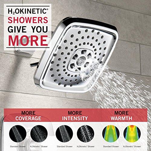 DELTA FAUCET Delta Faucet Tesla 14 Series Single-Function Shower Trim Kit with Three-Spray Touch-Clean H2Okinetic Shower Head, Chrome T14252 (Valve Not Included)