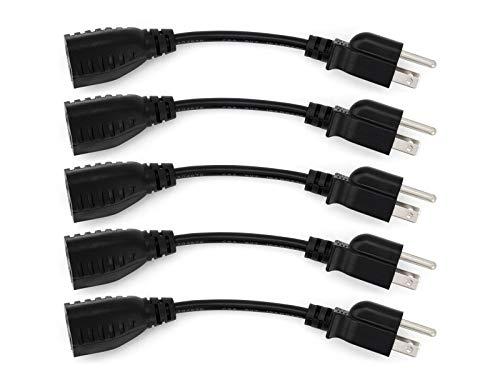 Sewell 6-Inch Power Extension Cable, 5-Pack, Outlet Saver, 18 AWG