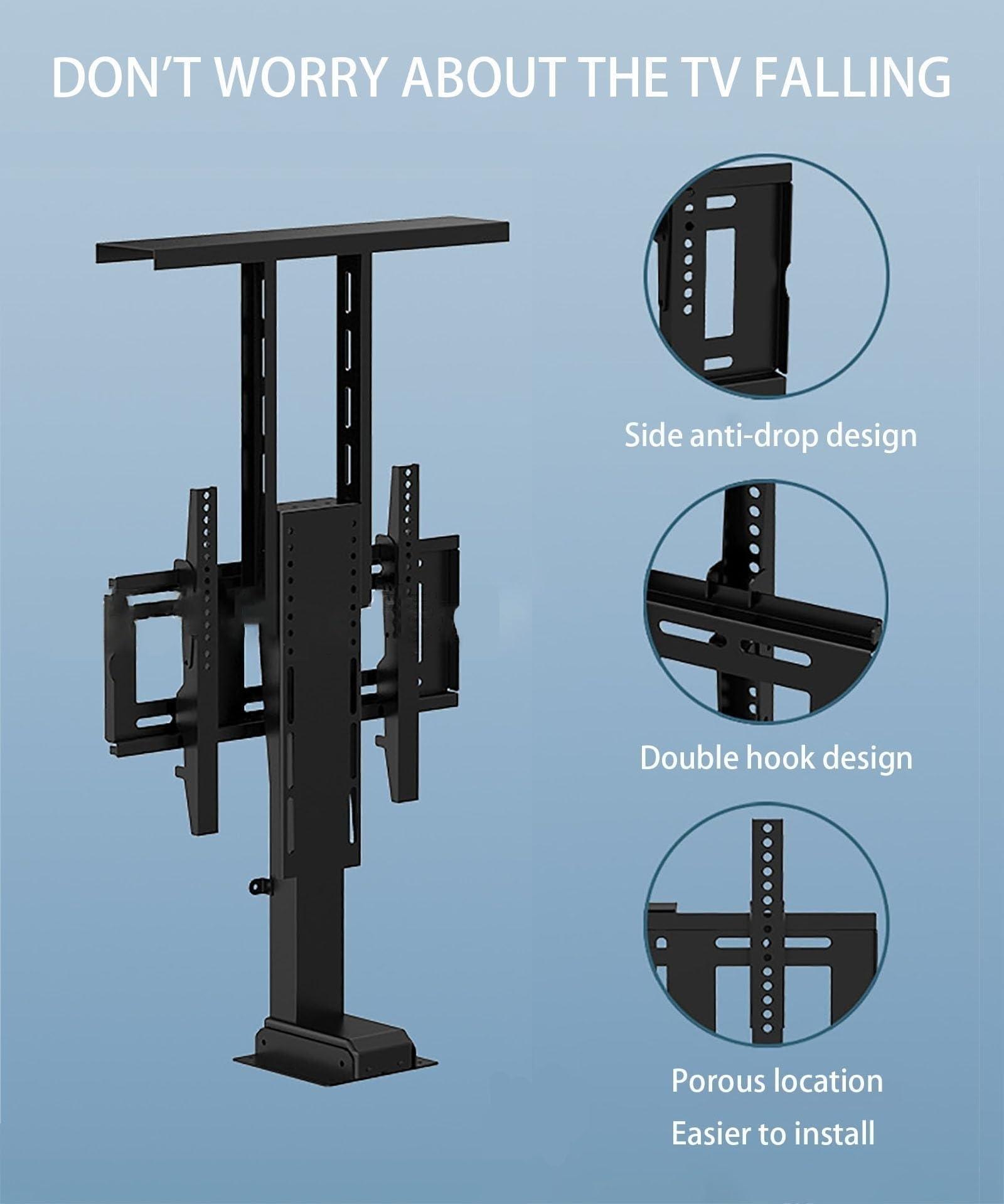 QICBYING Electric TV Lift Stand - Adjustable TV Mount Bracket - Telescopic Electric TV Lift - Can Be Hidden In A Cabinet Motorized Tv Mount, Up To 60kg, Travel Less Than 40 Seconds ( Size : For TV 42-65in Lift