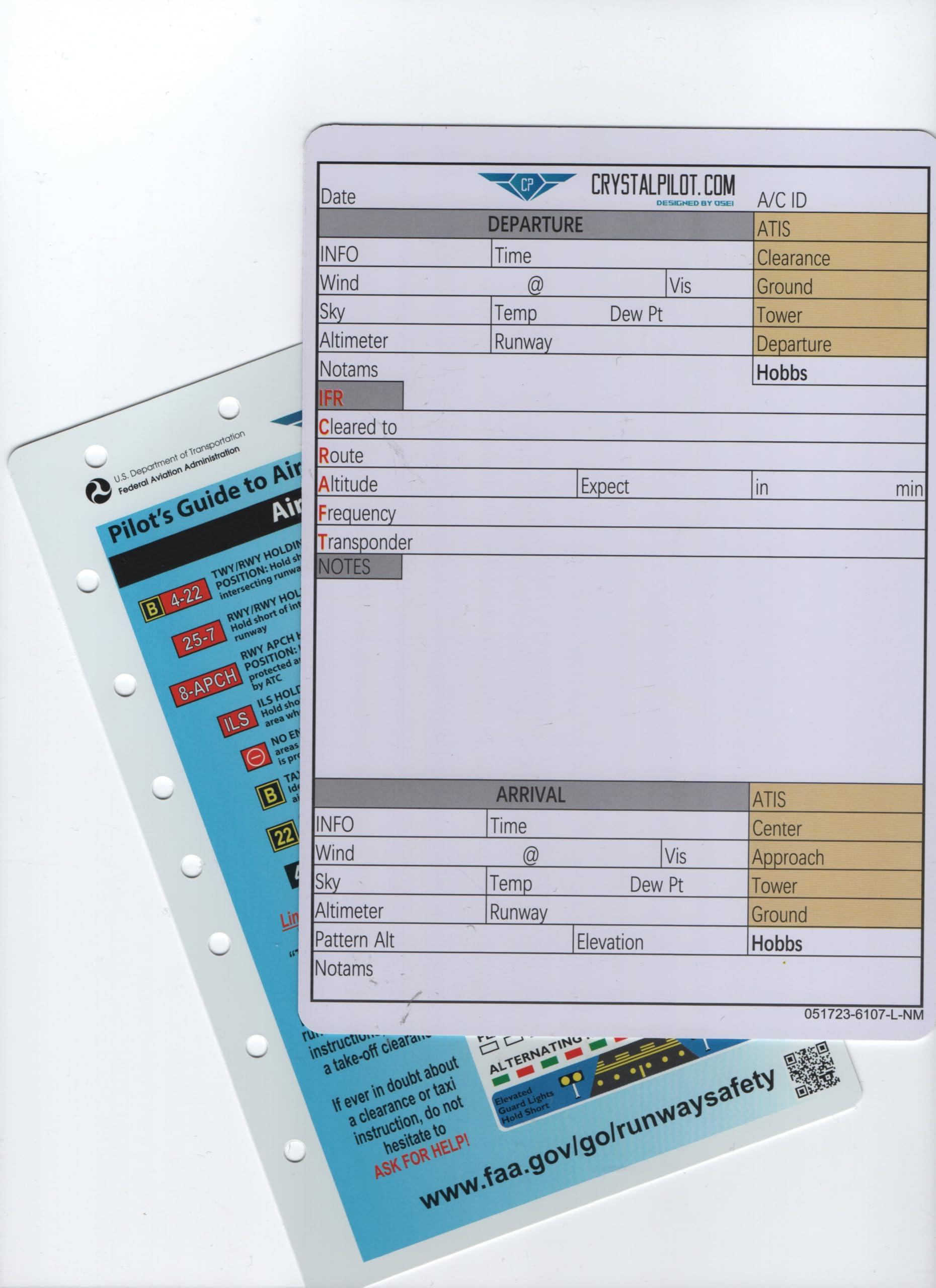 Crystal Pilot Airports Marking Cheat Sheet, Dry Erasable VFR-IFR Flight Board & VFR - IFR Planning Pack Bundle