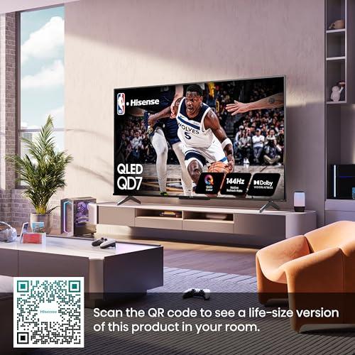 Hisense Hisense 75-Inch Class QD7 Series QLED 4K UHD Google Smart TV (75QD7N, 2024 Model) - QLED, Native 144Hz, Motion Rate 240, Direct Full Array, Game Mode Pro, Alexa Compatibility