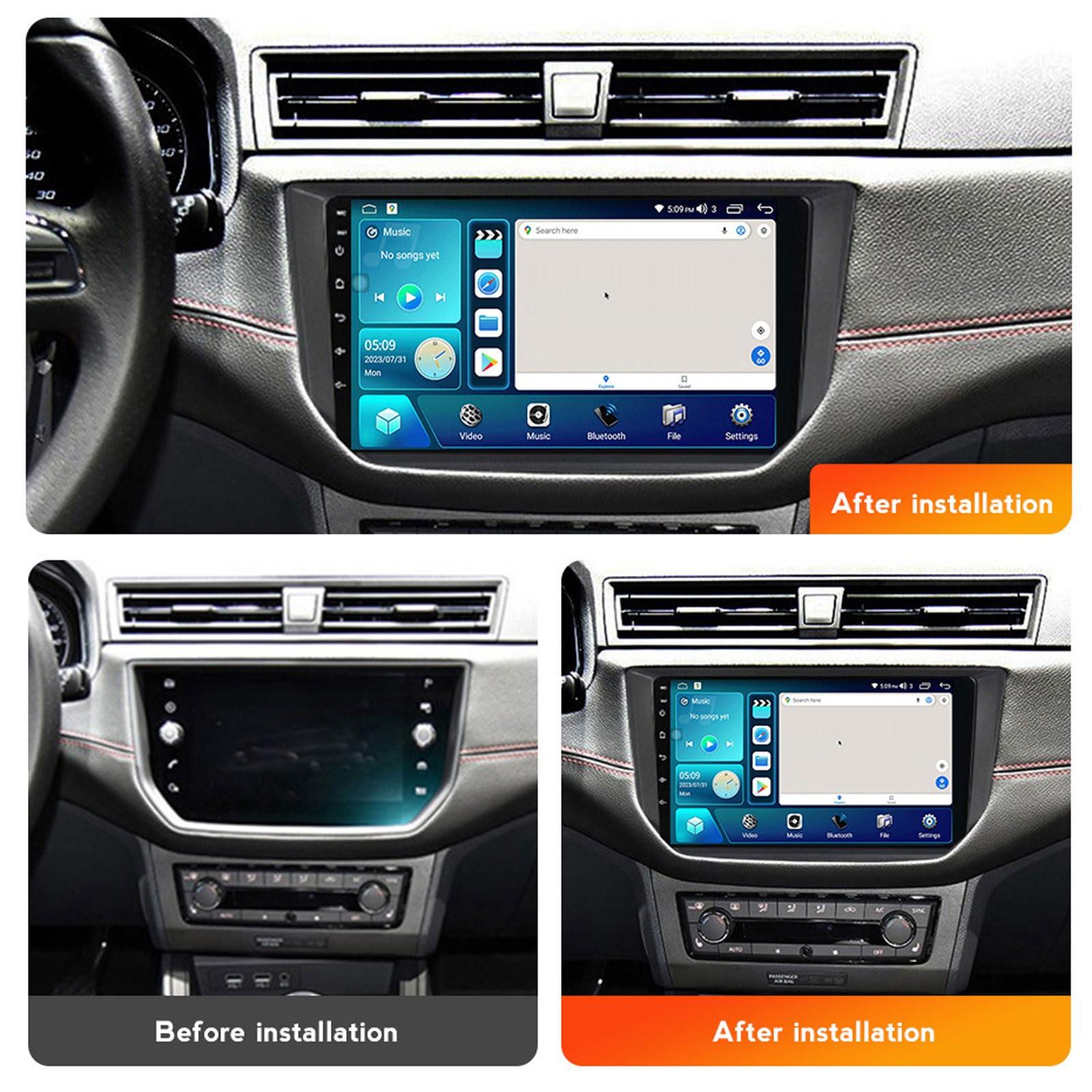EsaSam EsaSam Android 12 Double Din Car Stereo 9 Inch Touch Screen Radio with GPS Navigation Bluetooth FM Radio Receiver for Seat Ibiza 2017~2020 Support Carplay/Auto/DSP/RDS/USB,4 core m100s 1g+32g