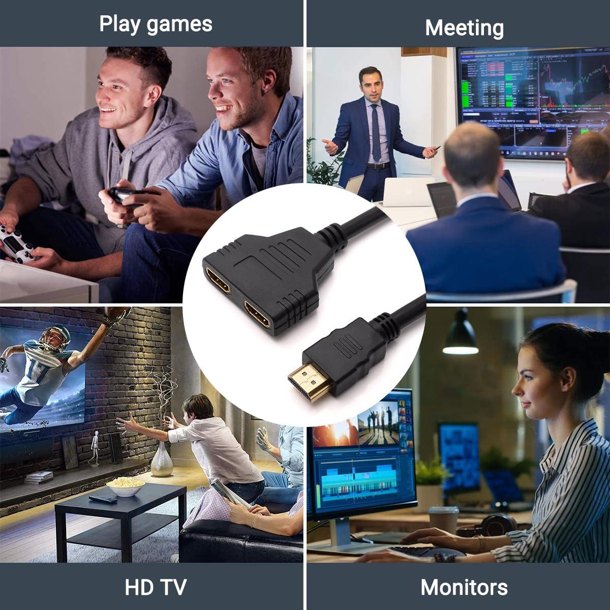 Marmoin HDMI Cable Splitter 1 in 2 Out HDMI Adapter Cable HDMI Male to Dual HDMI Female 1 to 2 Way, Support Two TVs at The Same Time, Signal One In Two Out