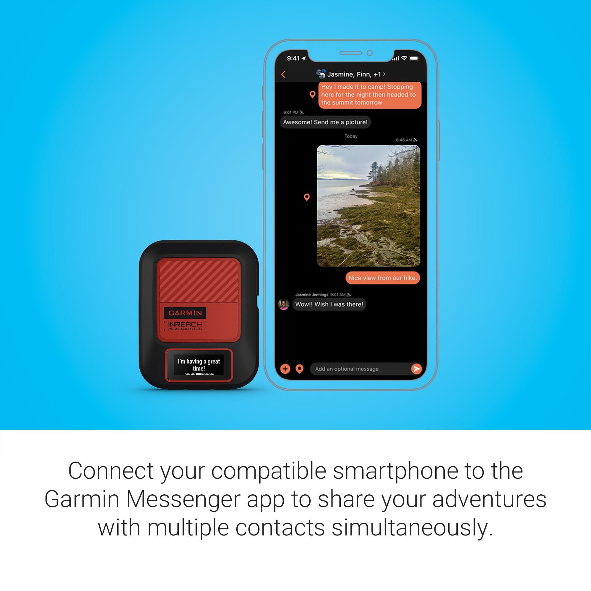 Garmin Garmin inReach Messenger Plus, SOS Satellite Communicator with Photo, Text & Voice Messaging Without Cell Service, Long Battery Life, Durable, Temperature-Resistant, Water-Resistant (IPX7) Design