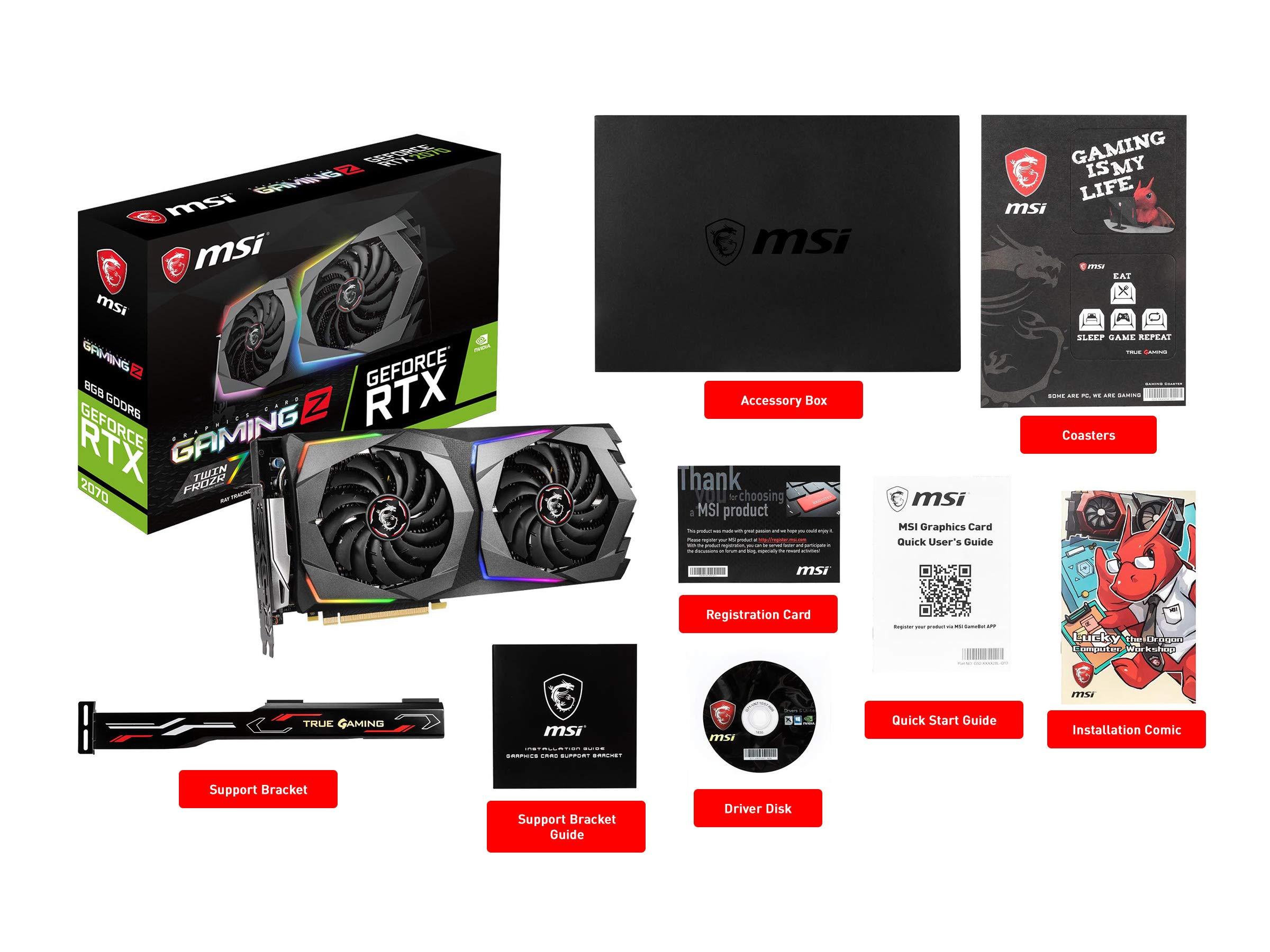 MSI MSI GAMING GeForce RTX 2070 8GB GDRR6 256-bit HDMI/DP/USB Ray Tracing Turing Architecture HDCP Graphics Card (RTX 2070 GAMING Z 8G)