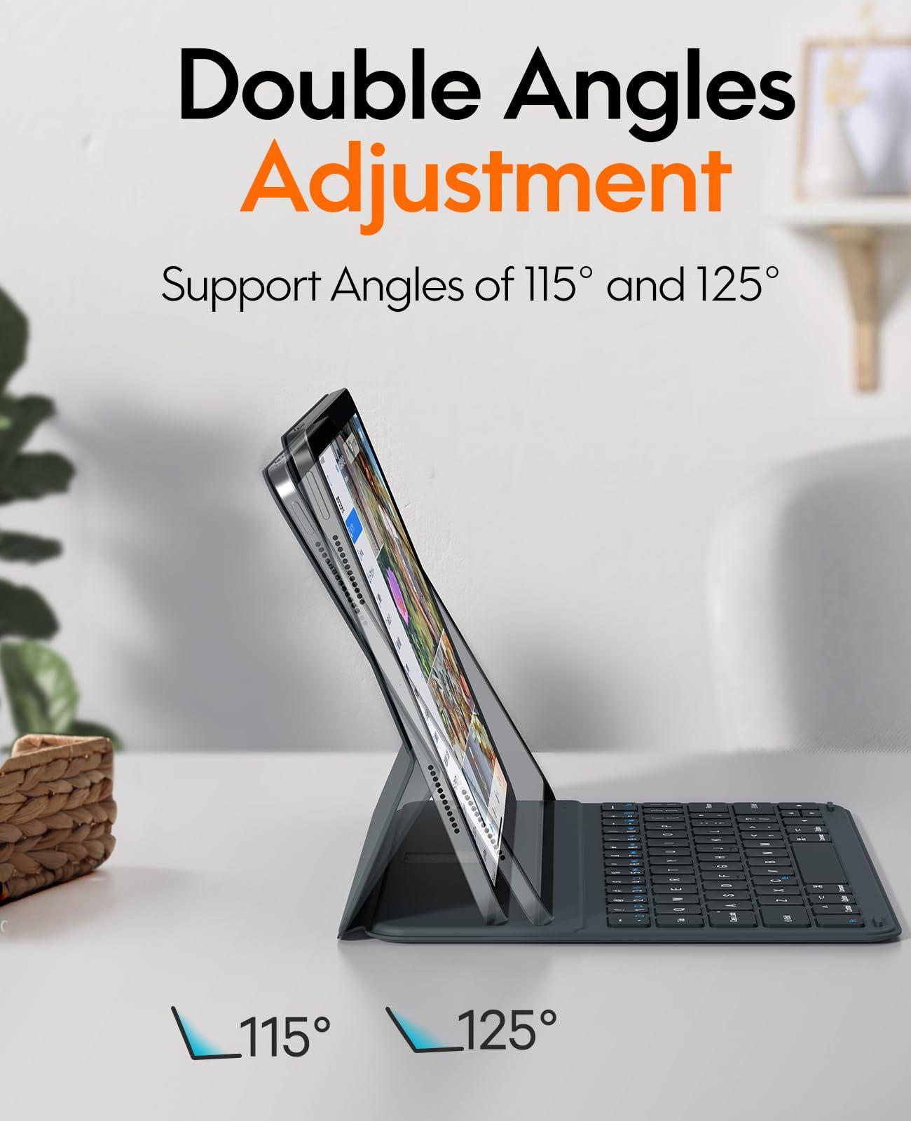 CHESONA CHESONA Ultra-Light for iPad 10th Case with Keyboard (10.9", 2022), Detachable Magnetic Folio Keyboard Case for iPad 10th, 868H Lasting via CR2032, Long Slim & Portable Wireless Keyboard, Grey