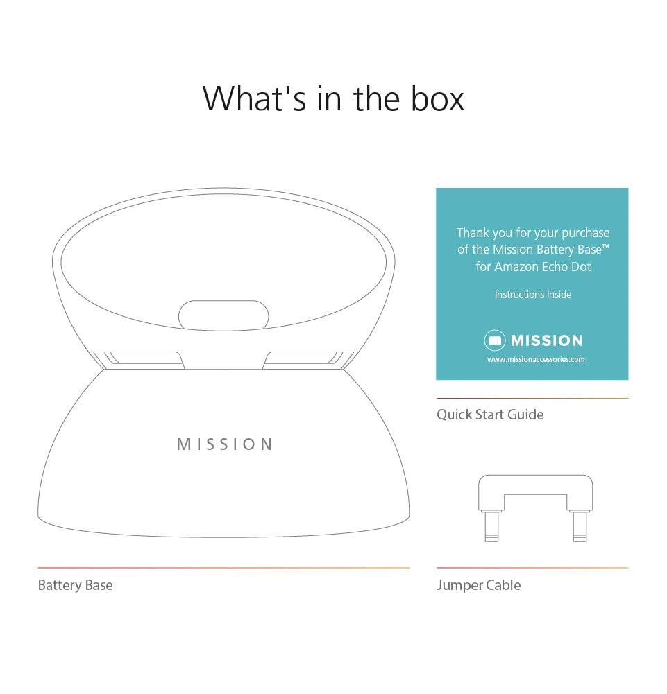 Mission Cables Made for Amazon Battery Base, for Echo Dot (4th & 5th generation)