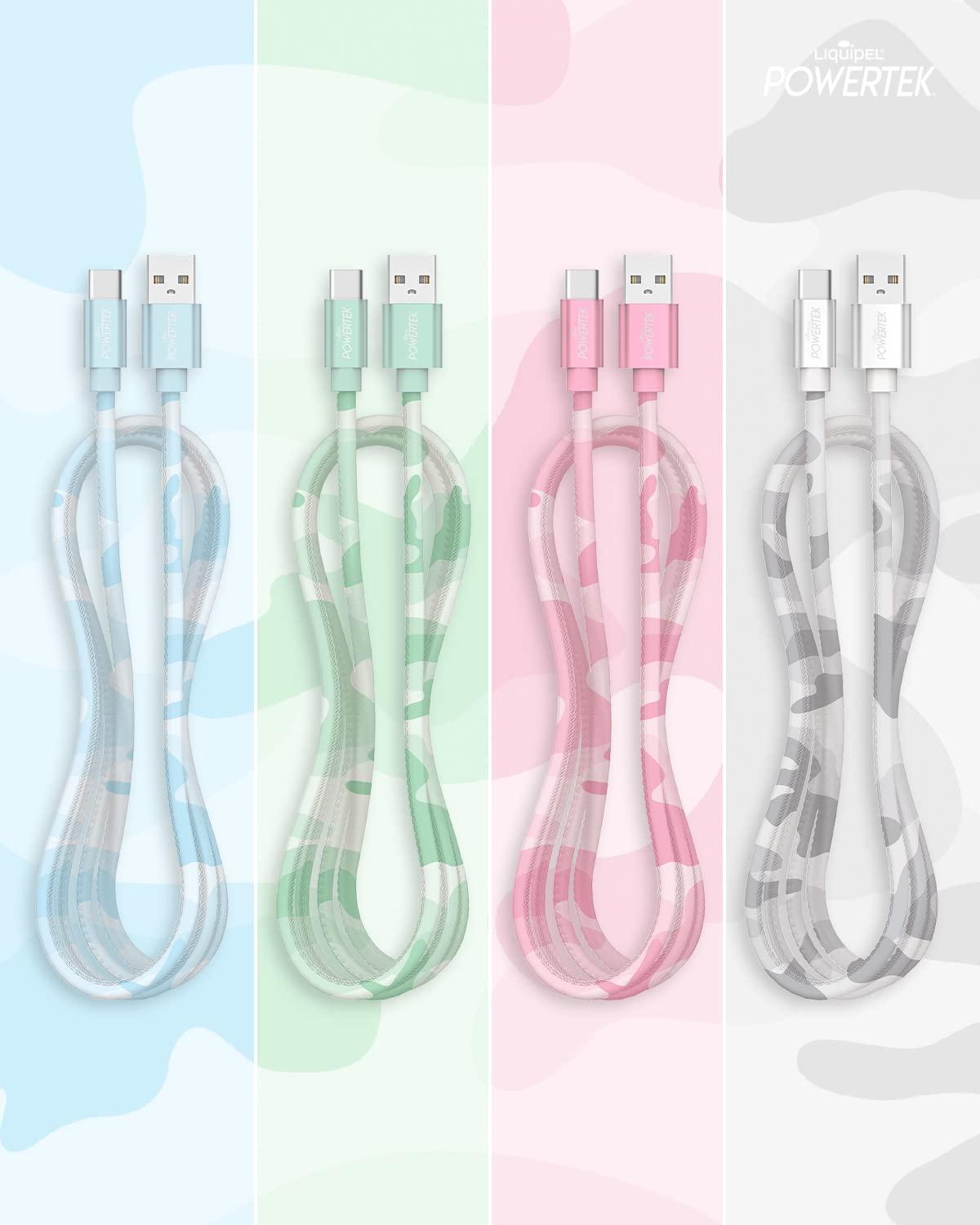 LIQUIPEL LIQUIPEL USB Type C Cable 6ft, USB A 2.0 to USB-C Fast Charger Extra Long Durable, Camo Color Cables (Blue)