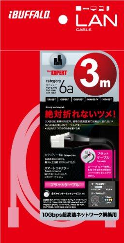 BUFFALO Buffalo Buffalo BSLS6AFU30BK Clawless LAN Cable for Modem Category 6a Straight Flat Type Black