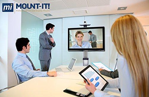 Mount-It! Mount-It! Mobile TV Stand for Flat Screen Televisions, Height Adjustable Rolling TV Cart for 32, 40, 50, 55, 60, 65 and 70 Inch Screens, 110 Pound Capacity