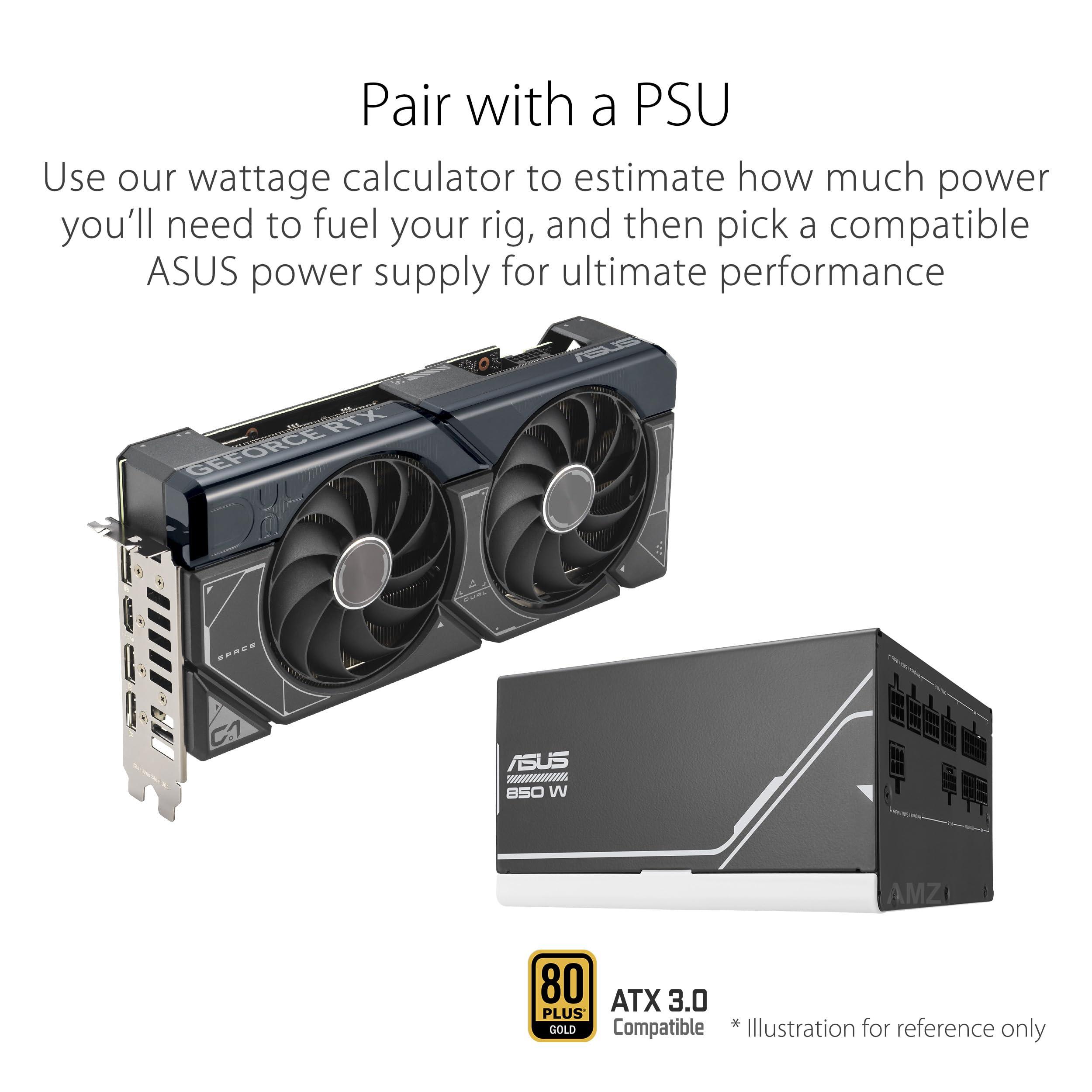 ASUS ASUS Dual GeForce RTX 4070 Super Graphics Card (PCIe 4.0, 12GB GDDR6X, DLSS 3, HDMI 2.1, DisplayPort 1.4a, 2.56-Slot Design, Axial-tech Fan Design, Auto-Extreme Technology, and More)