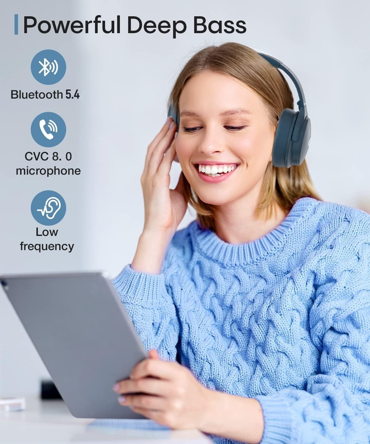 INFURTURE INFURTURE Active Noise Cancelling Headphones, H1 Wireless Over Ear Bluetooth Headphones, Deep Bass Headset, Low Latency, Memory Foam Ear Cups,90H Playtime