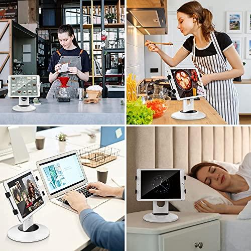 AboveTEK AboveTEK Retail Kiosk iPad Stand, 360 Rotating Commercial POS Tablet Stand, Fits 6\"-13\" (Screens) iPad Mini Pro-Business Swivel Tablet Holder, for Store Office Reception Kitchen Desktop (White)
