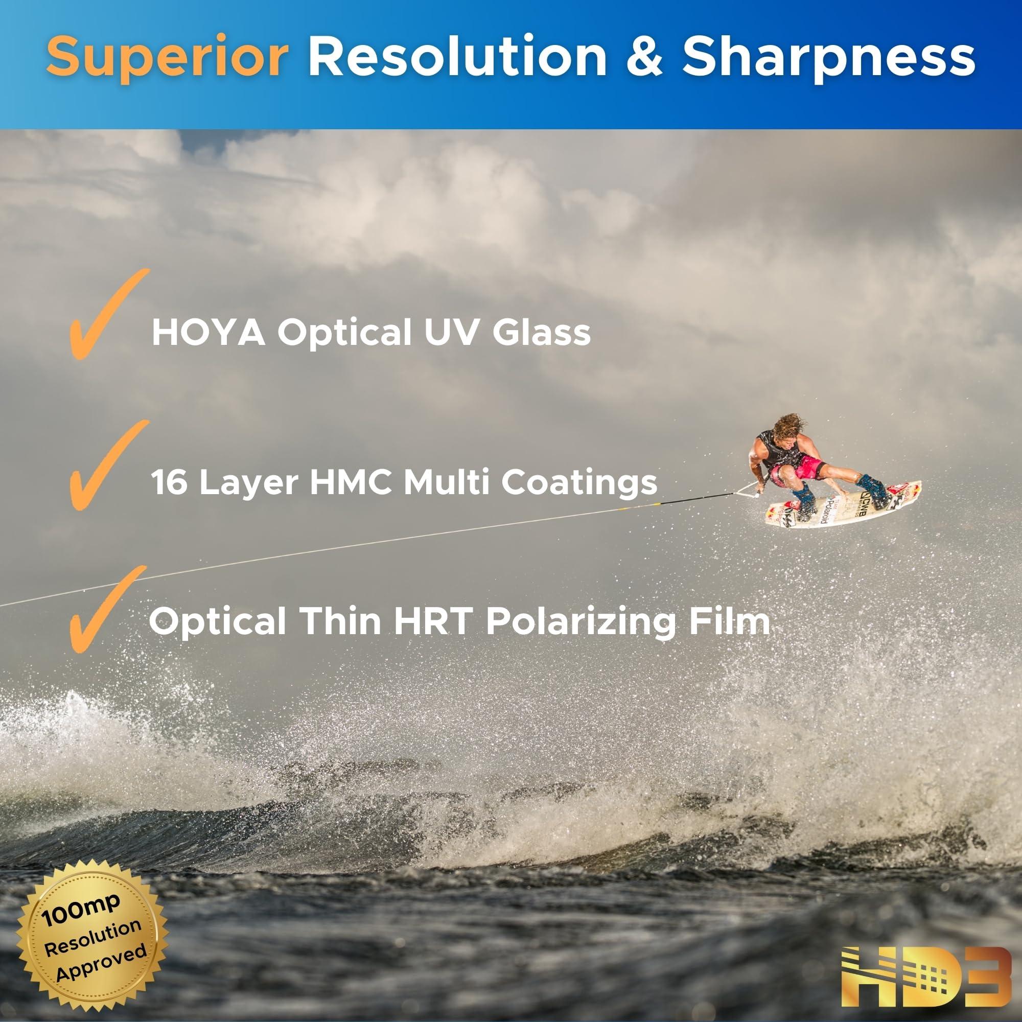 Hoya Hoya HD3 HRT Circular Polarizer - 67mm - Re-Certified for 100MP+ Cameras with Ultra-Hard Nano Coating Technology and High Rate Transmission Film - Stain Resistant and Waterproof Filter