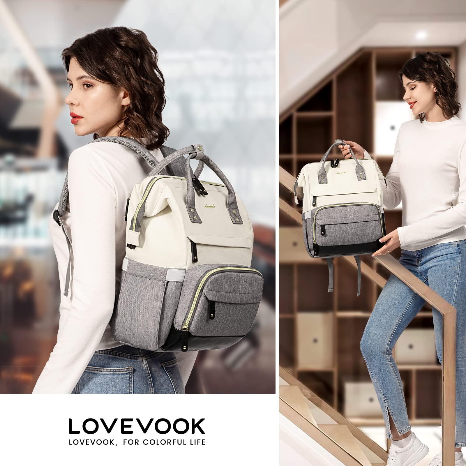LOVEVOOK LOVEVOOK Laptop Backpack for Women, 15.6 Inch Work Business Backpacks Purse With Large Capacity, Waterproof Nurse Bag College Bookbag for School, Waterproof Casual Daypack for Travel