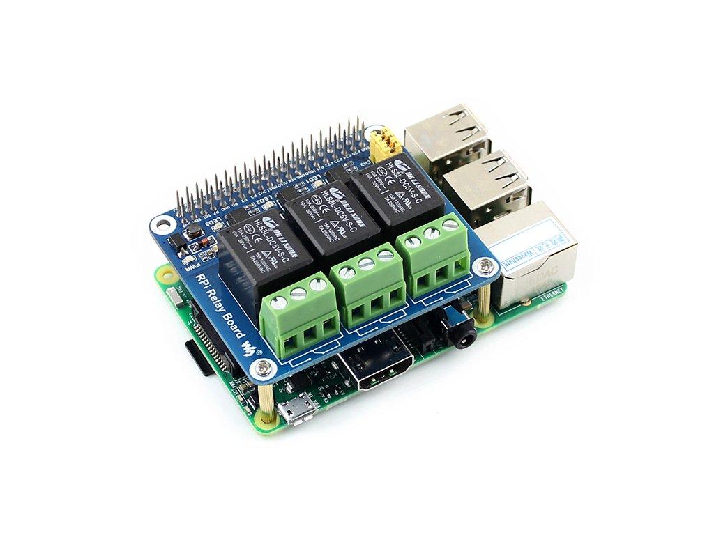 waveshare for Raspberry Pi Power Relay Board Expansion Board Module Three Channel(3-ch) for Raspberry Pi A+/B+/2B/3B/3B+/4B Loads up to 250VAC/5A,30VDC/5A