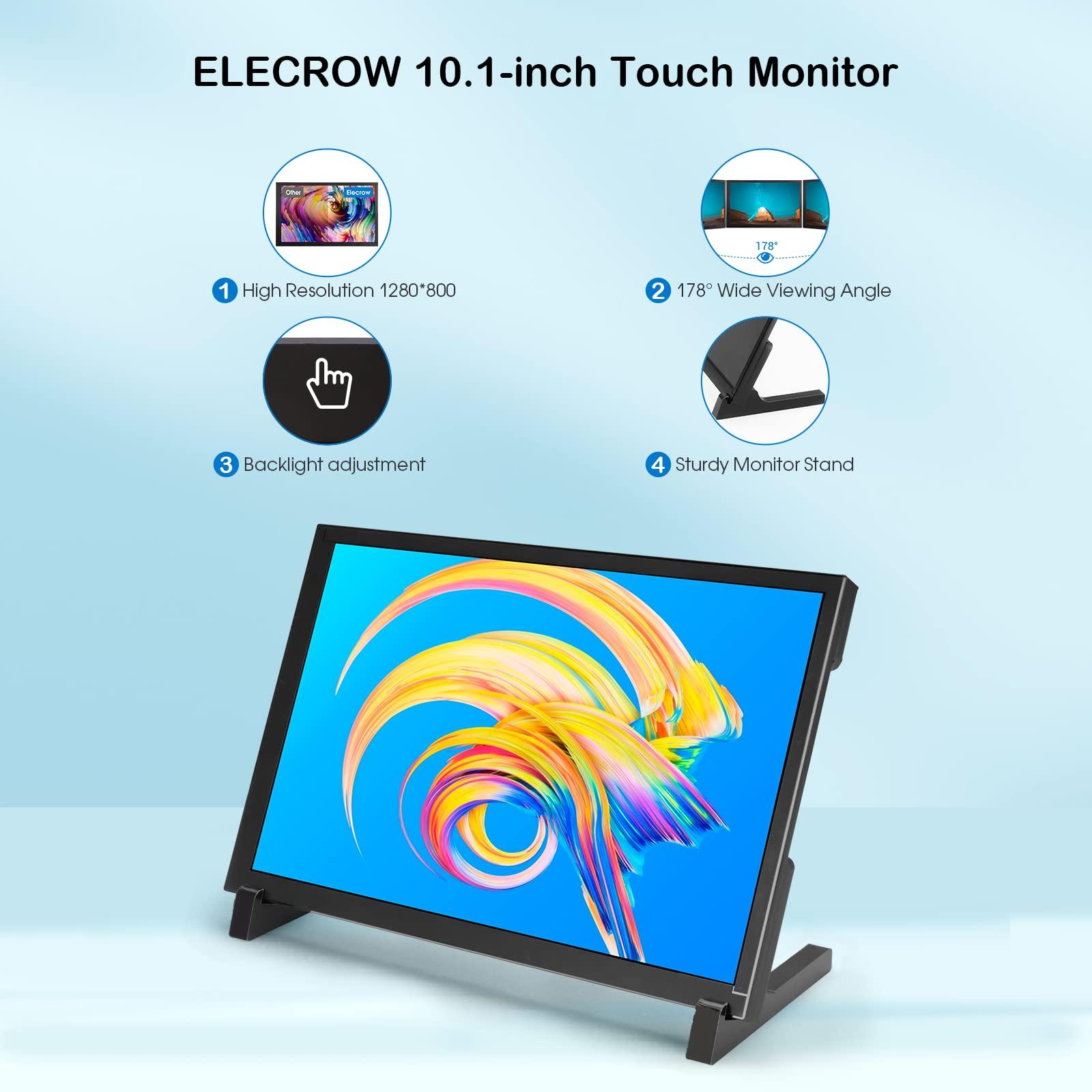 ELECROW ELECROW Touchscreen Monitor 10.1 inch Touch Screen IPS 1280x800 LCD Display Small Monitor Compatible with Raspberry Pi Jetson Nano PC