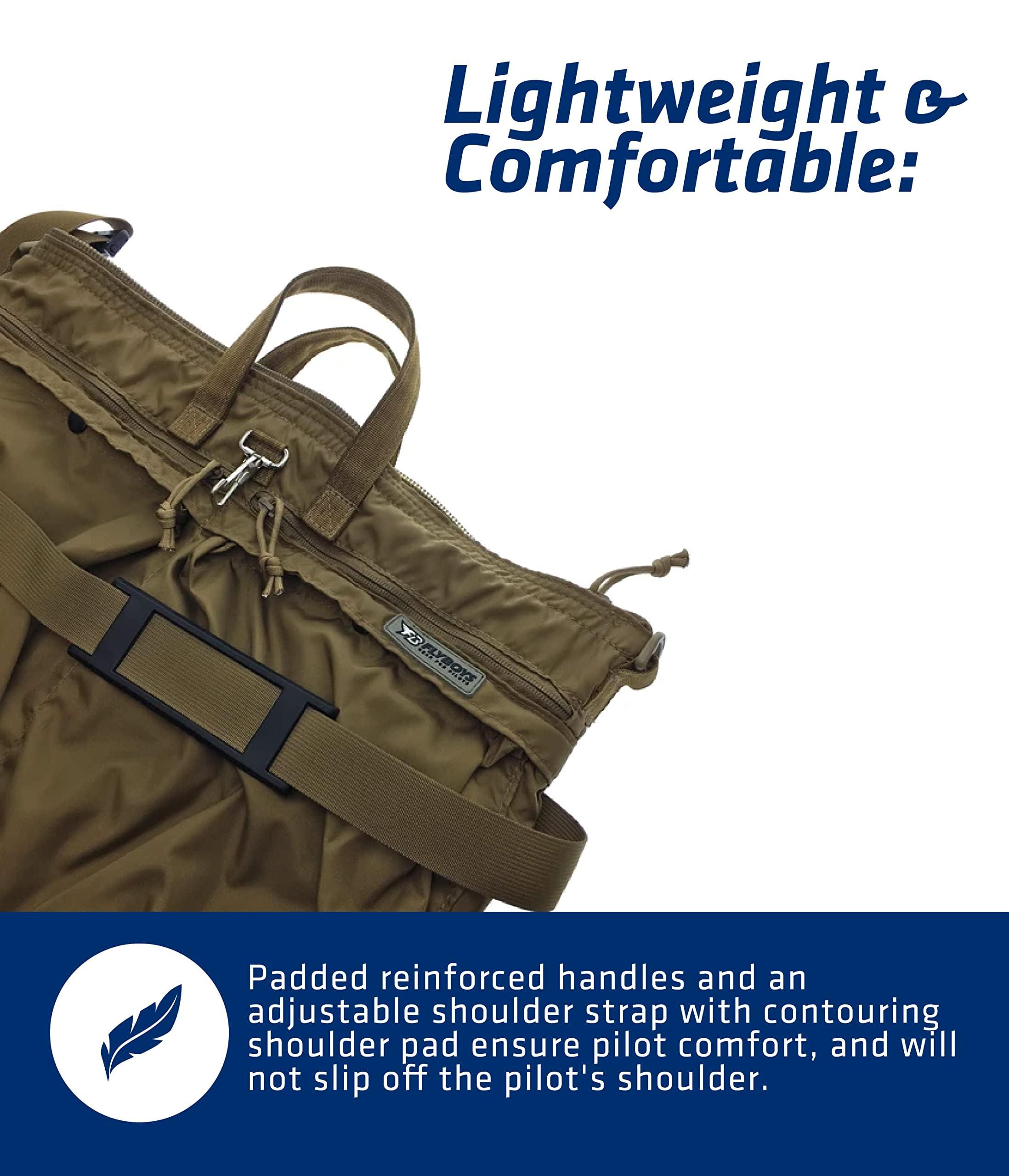 FLYBOYS FlyBoys Jumbo Helmet Bag - Fits All Military-Issued & Civilian Flight Helmets - Expanded Capacity, Nylon Shoulder Bag - for Professional Pilots, General Aviation - 19.5 in X 20 in - Black