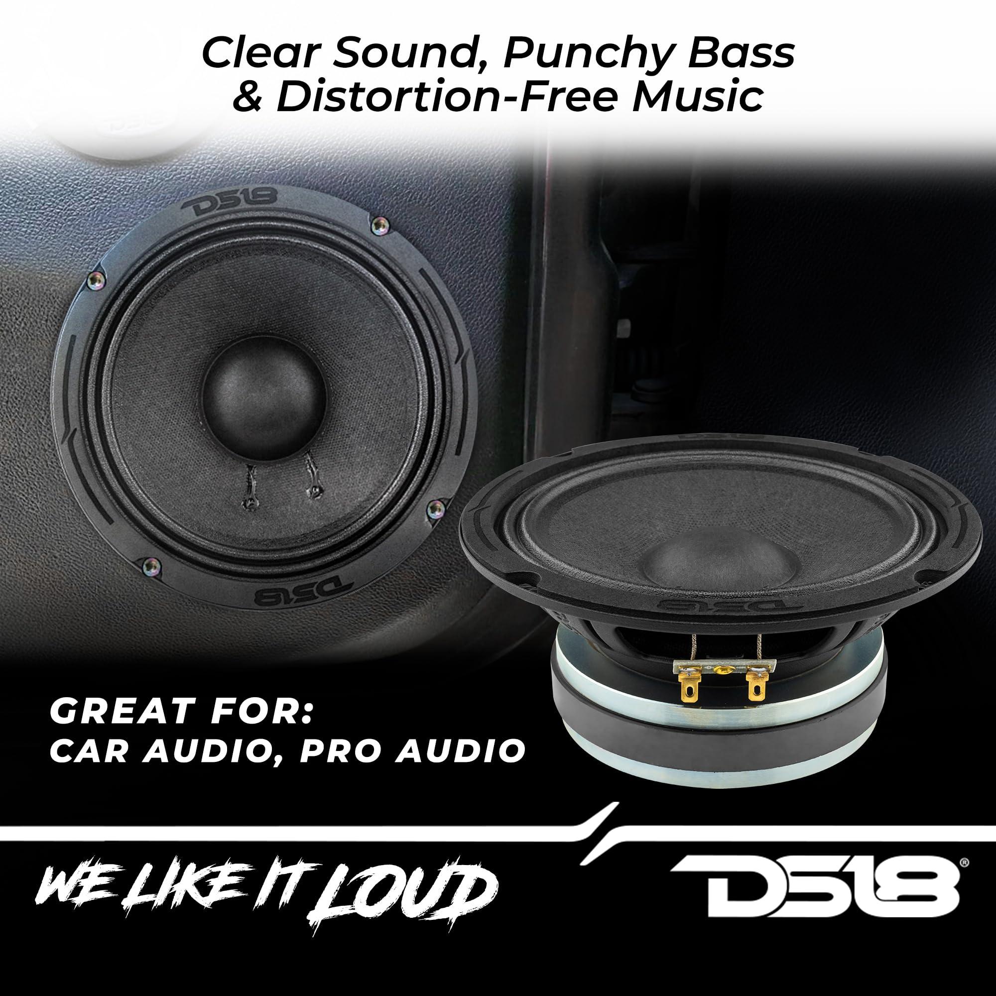 DS18 DS18 6PRO300MB-4 PRO 6.5\" Mid-Bass Loudspeaker 300 Watts Max Power 150 Watts RMS 4-Ohm - Powerful Midbass Speaker for Pro Car Audio Sound System - 1 Speaker