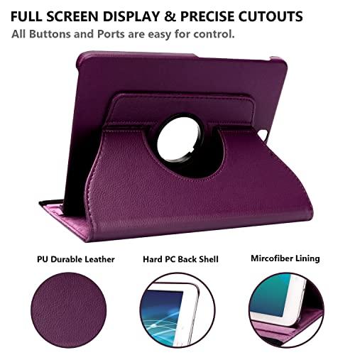R.SHENGTE Case for Samsung Galaxy Tab S2 9.7 inch (SM-T810 T813 T815 T817 T818 T819), 360 Degree Rotating Stand Case Smart Protective Cover, Bonus Stylus Pen,Screen Film (Purple)