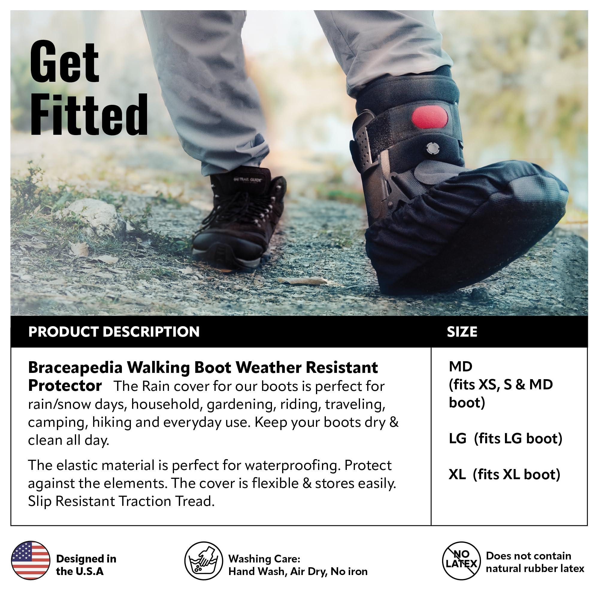Braceapedia Braceapedia Walking Boot Cover, Weather Resistant Protector, Washable & Durable Waterproof Foot Cover for Orthopedic Walker Boots, Waterproof Shoe Covers for Rain and More, Boot Covers, Medium, Black