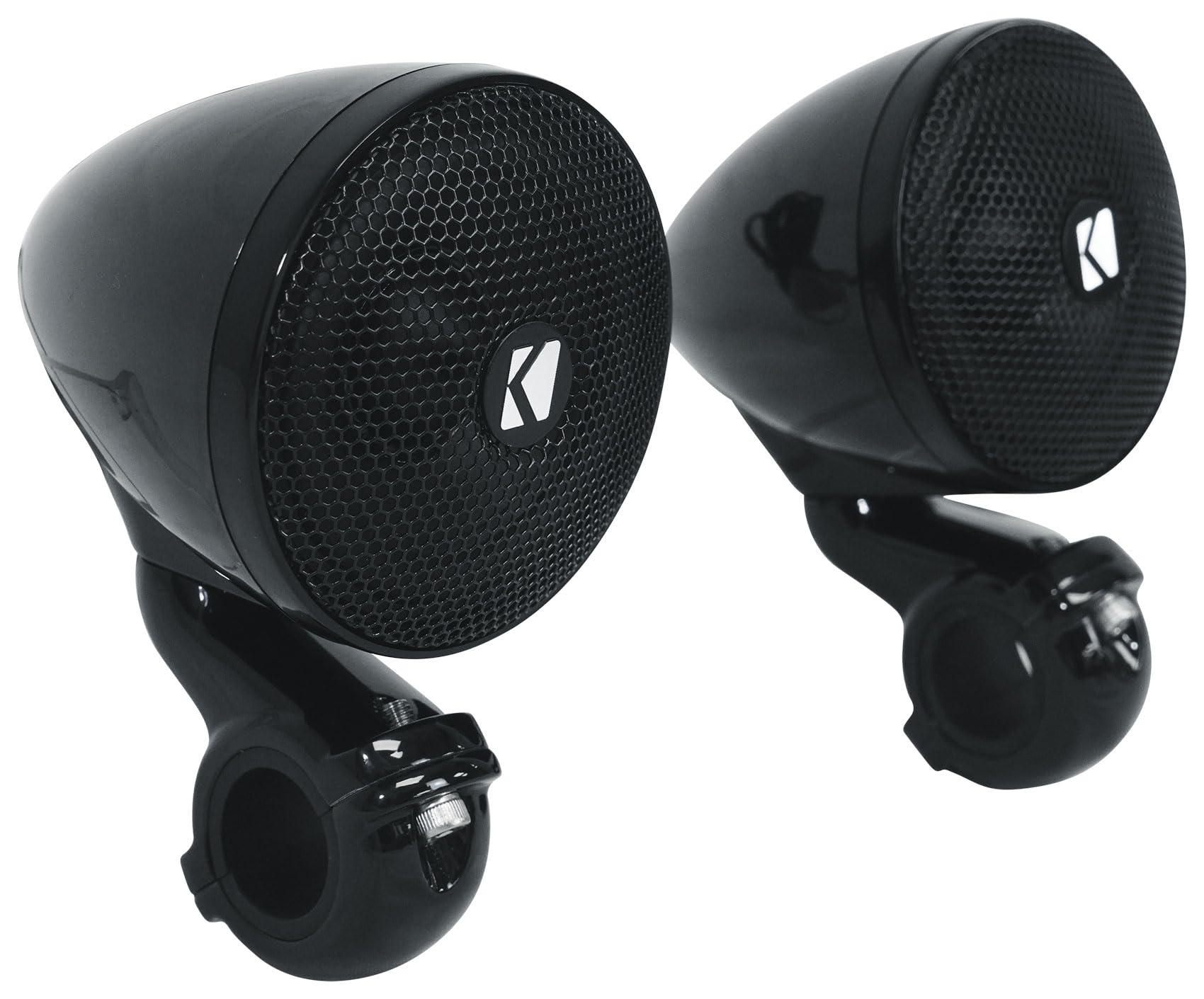 Audiosavings Audiosavings Bundle: (2) Kicker 47PSMB32 3\" 100w PSM Motorcycle/ATV Handlebar Speakers in Black PSMB32 Bundle with Rockville ATV220 2 Channel UTV/Motorcycle Bluetooth Amplifier IP65 Micro (2 Items)