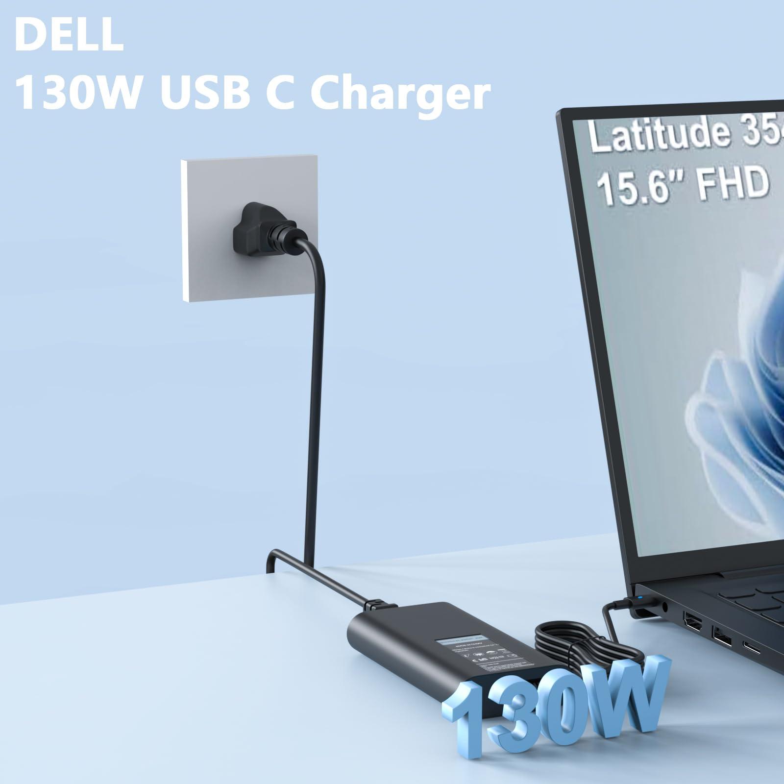 GERVGHS 130W Laptop Charger USB C for Dell Inspiron 16 7620 7630 7620/7630 2-in-1 14 Plus 7420 7430 7430 2-in-1P127F P154G P165G Dell Precision 5560 5570 Dell XPS 15 17 Charger Type C Power Cord