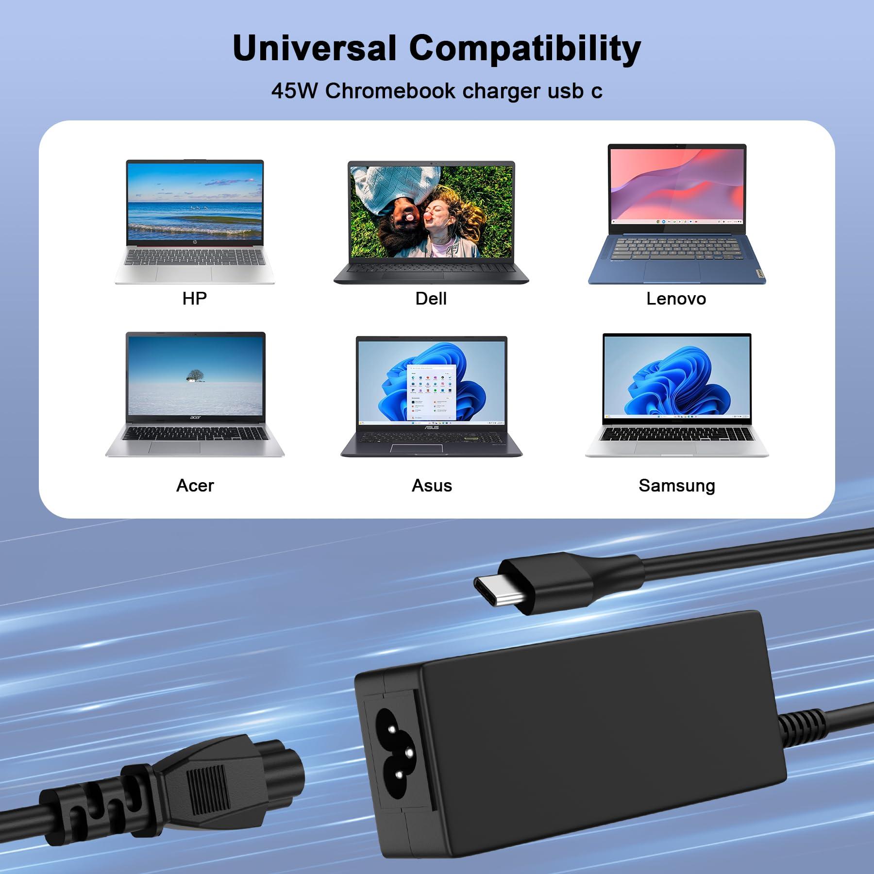 YEOTSMUT Chromebook Charger-45W USB-C Laptop Charger for HP