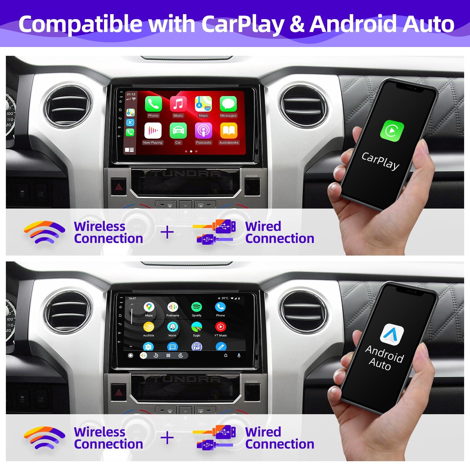 CGOGC CGOGC Android Car Radio Upgrade Compatible with Wireless Carplay Android Auto 8 core Touchscreen Stereo Bluetooth GPS AM/FM Navigation Backup Camera Media Play Head Unit for Toyota Tundra 2014-2021