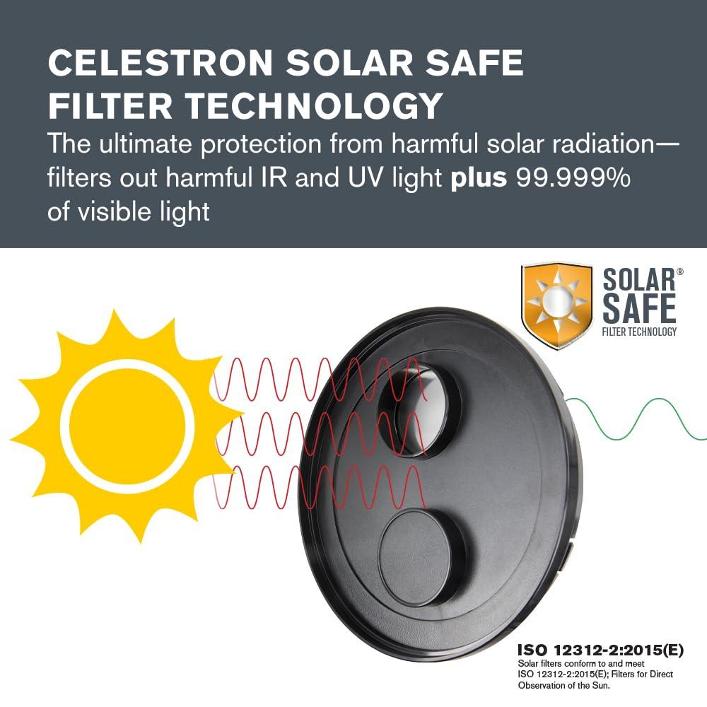 Celestron Celestron EclipSmart Safe Solar Eclipse Telescope Filter Meets ISO 12312-2:2015(E) Standards Works with Existing 127 and 130 Telescopes Observe Solar Eclipses and Sunspots Safe, Snug Fit