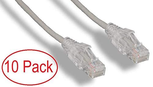 RiteAV RiteAV - Ultra Slim, Fluke Tested Cat 6A High Density Network Ethernet Cable - Gray - 6ft (10 Pack)