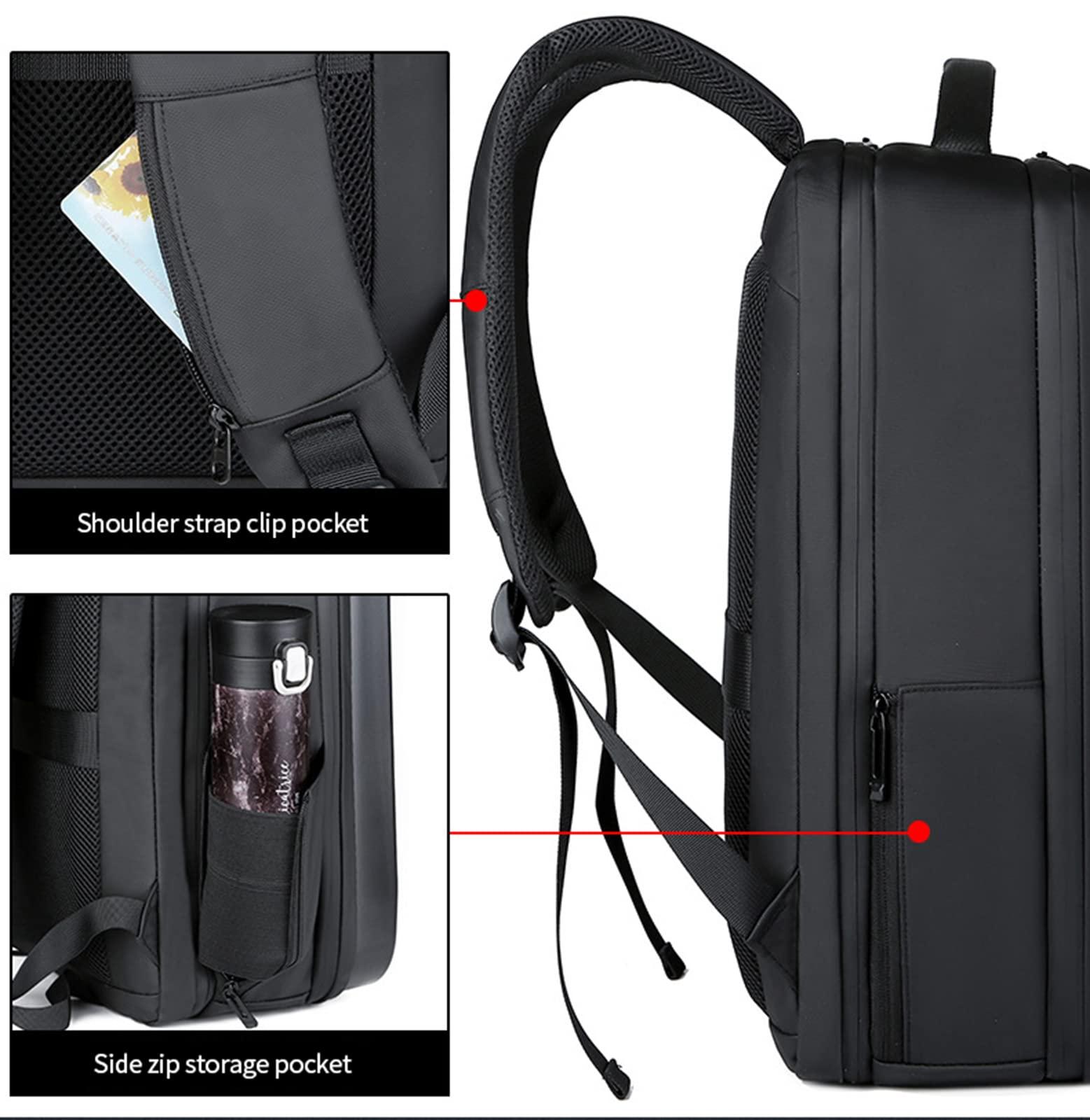 Elsegeod Elsegeod Hard Shell Business Laptop Backpacks 17 Inch Anti-Theft Waterproof Backpack with USB Port - Work Travel School Backpack for Men Women,Grey