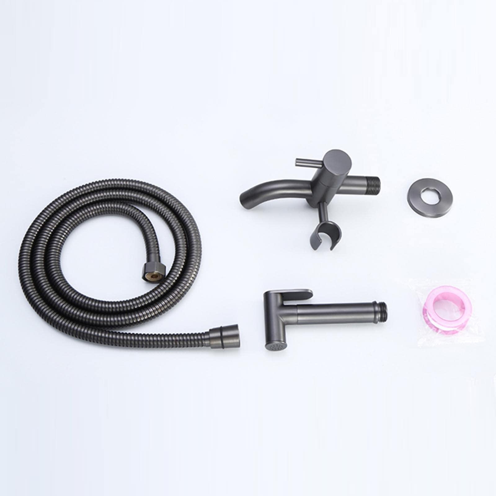 JCAKES Toilet Spray Gun kit Handheld Bidet Sprayer for Toilet Bidet Shower Sprayer Black with Hose Cold Water Tap Brass Toilet Bidet Sprayer Wall Mount,B (Color : B)