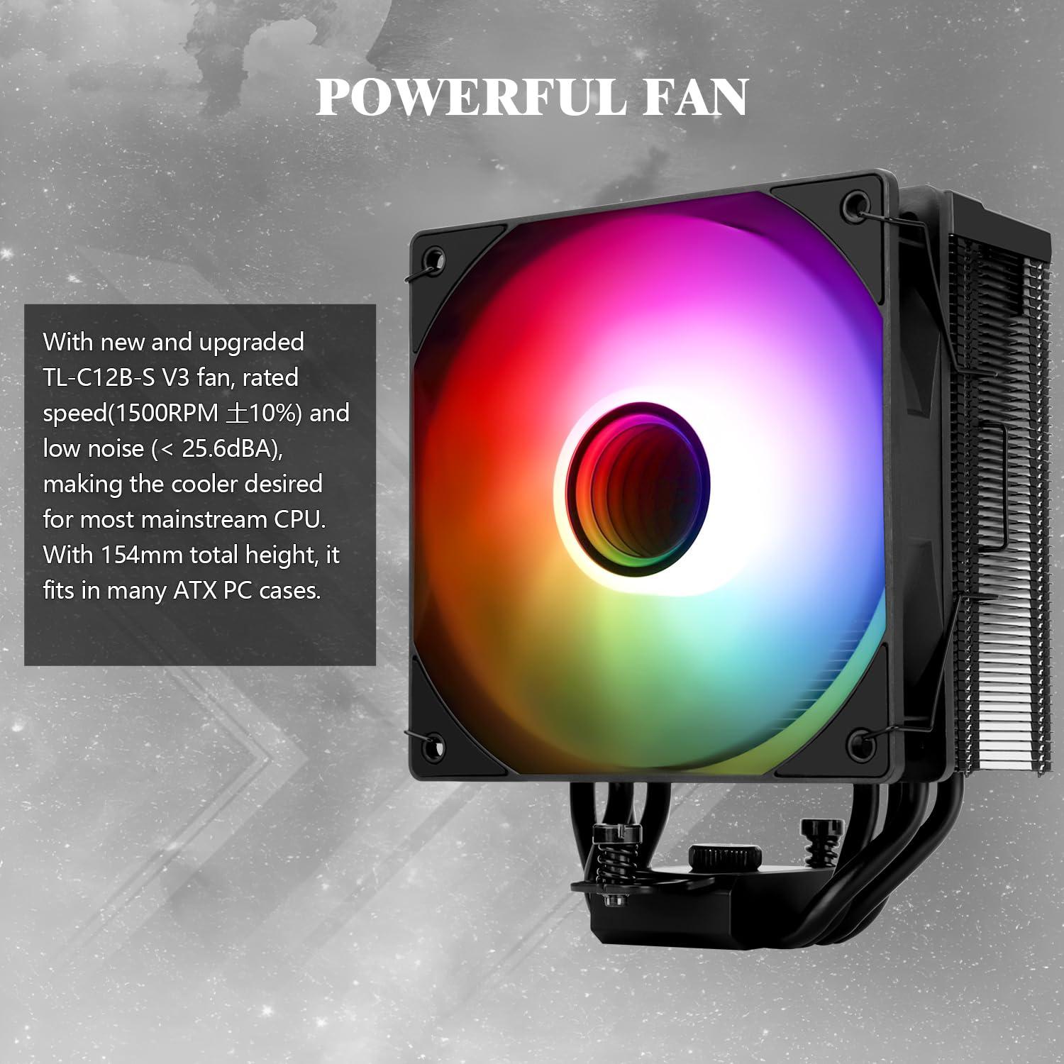 Thermalright Thermalright Assassin Spirit 120 Vision ARGB Black, with Black Top Cover, CPU Air Cooler, PC Cooling,240 * 240 Resolving Power IPS LCD Screen,Editable,with 1.54in for Intel lga1851/1700/115X,AM4/AM5