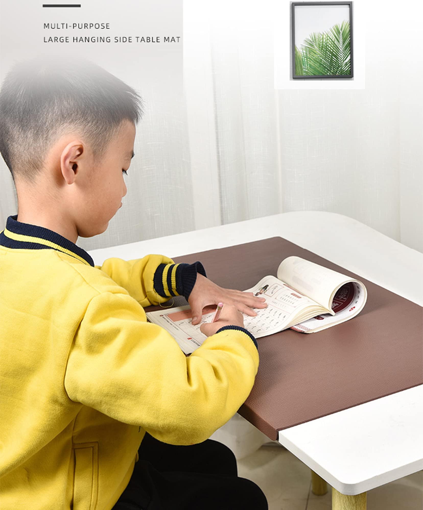 Wangle PU Leather Desk Pad with Edge Protection,Smooth Gaming Large Mouse Mat,Waterproof Desktops Mat with Lip,Non-Slip Writing Mat for Office Home,Brown