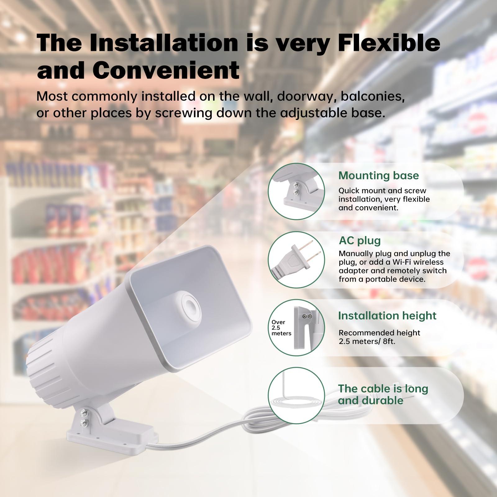 Nippon America Nippon America High Decibel High Power Outdoor Alarm Security Siren (TC-S7545-110), Long Range, 80 Watts, 120 Decibels, Remotely Activate with Wi-Fi Socket (Sold Separately)