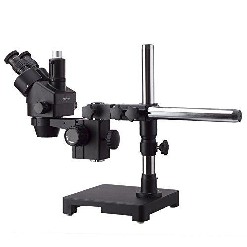 AmScope AmScope 7X-135X Black Trinocular Stereo Zoom Microscope on Single Arm Boom Stand + 144 LED Ring-Light with USB2.0 10MP Camera