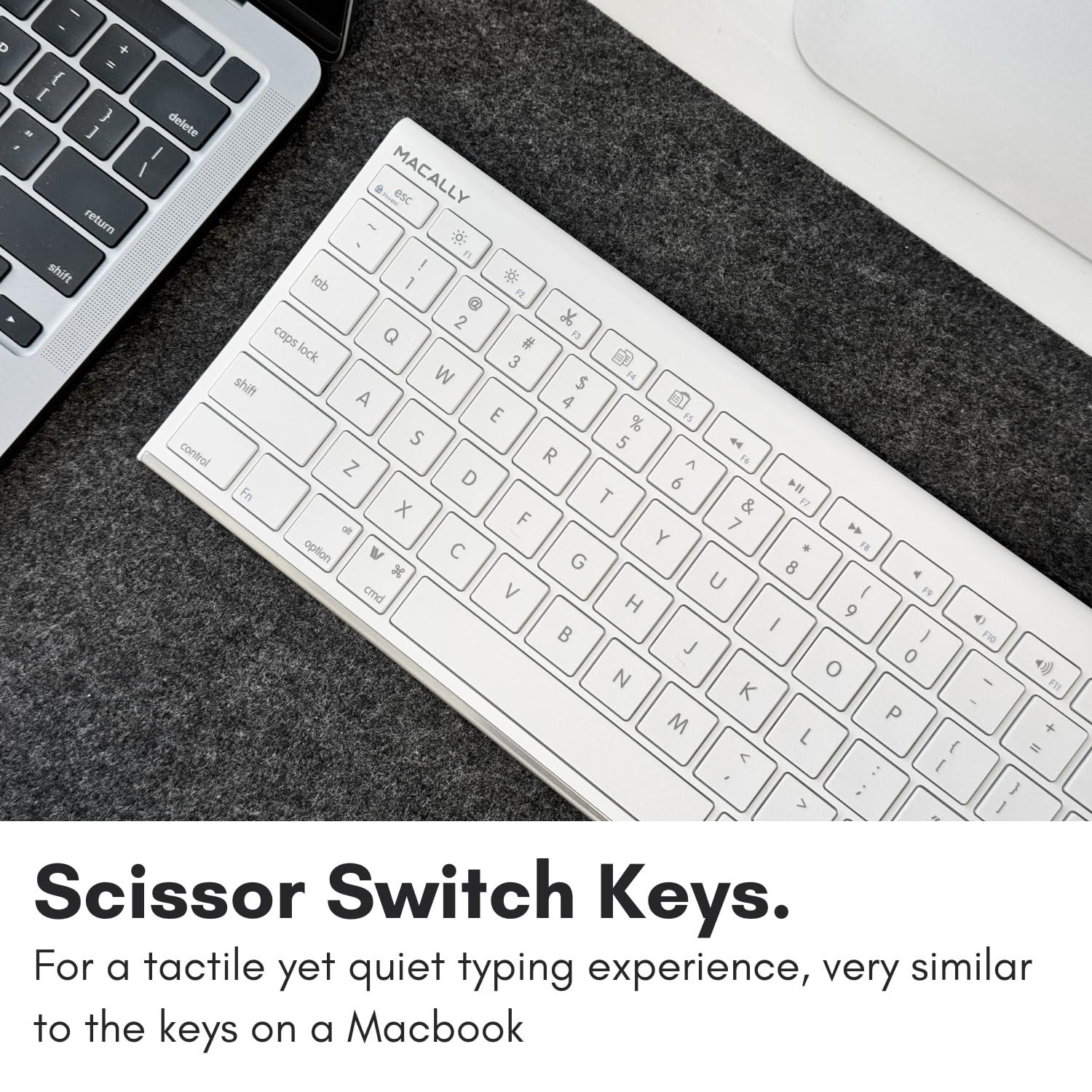 Macally Macally Slim USB Wired Keyboard for Mac and Windows - Simple and Sophisticated - USB Apple Keyboard with Numeric Keypad for Mac Mini / Pro, Macbook, iMac with 110 Scissor Switch Keys and 20 Shortcuts