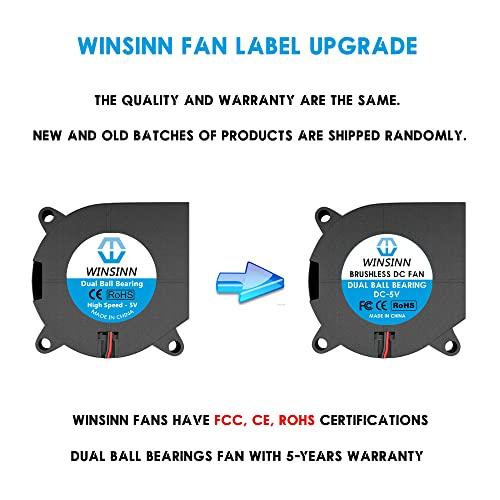 WINSINN WINSINN 40mm Blower Fan 5V, 3D Printer Micro 5 Volt Fans Blower 4020 Dual Ball Bearings, 40mmx20mm 2PIN (Pack of 4Pcs)