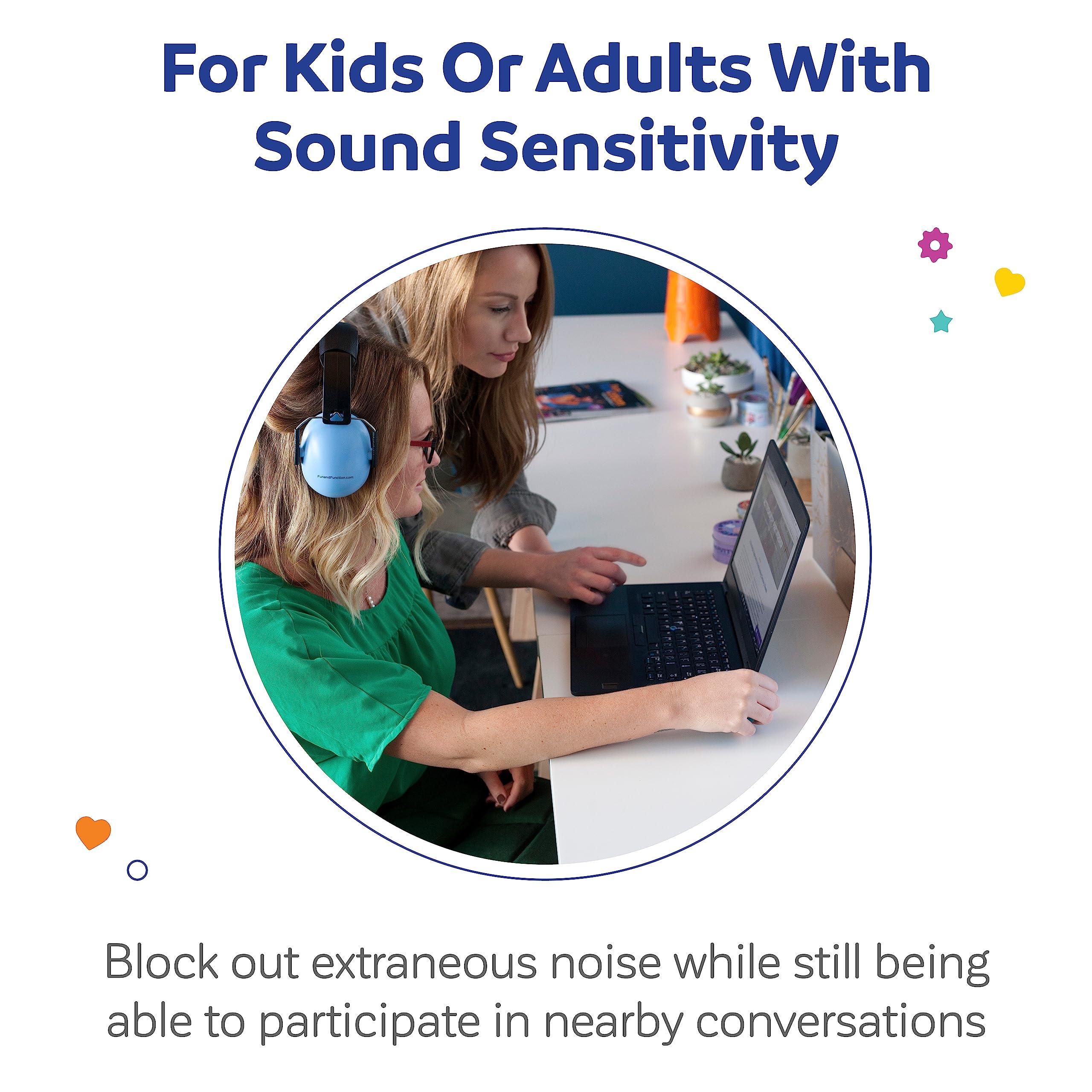 Fun and Function Fun and Function - Noise Reduction Headphones - Headphones for Kids with Special Needs and Sound Sensitivity - Ear Protection Earmuffs for Ages 3+ - Blue