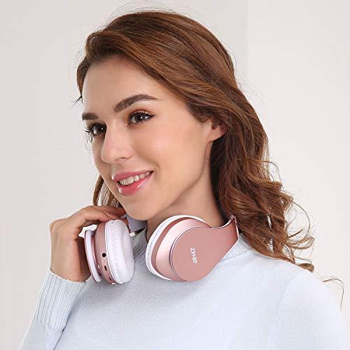 ZIHNIC ZIHNIC Bluetooth Headphones Over-Ear, Foldable Wireless and Wired Stereo Headset Micro SD/TF, FM for Cell Phone,PC,Soft Earmuffs &Light Weight for Prolonged Wearing(Rose Gold)
