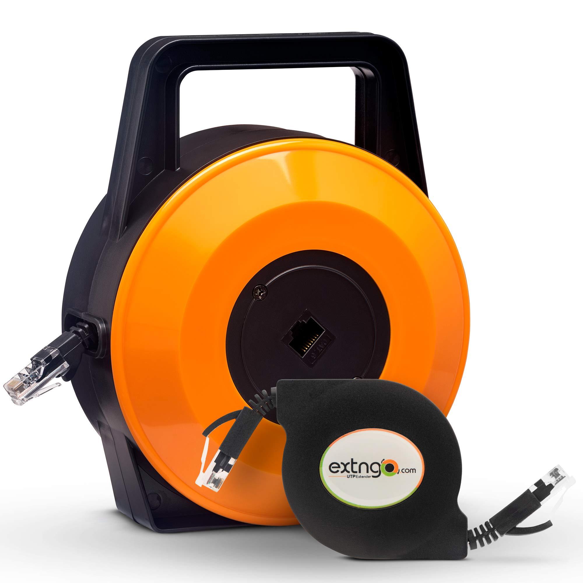 EXTNGO EXTNGO Retractable Network Cable Extender, 50 Ft (15 Meter) CAT 6 Ethernet Cable Flat-Portable 1Gbps Data Speed-Swiftly Setup Temp Networks-Cascadable Male-Female RJ45 Connector-UTP Cable Reel