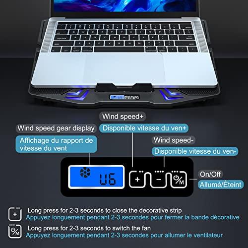 TopMate TopMate C5 12-15.6 inch Gaming Laptop Cooler Cooling Pad | 5 Quiet Fans and LCD Screen | 2500RPM Strong Wind Designed for Gamers and Office