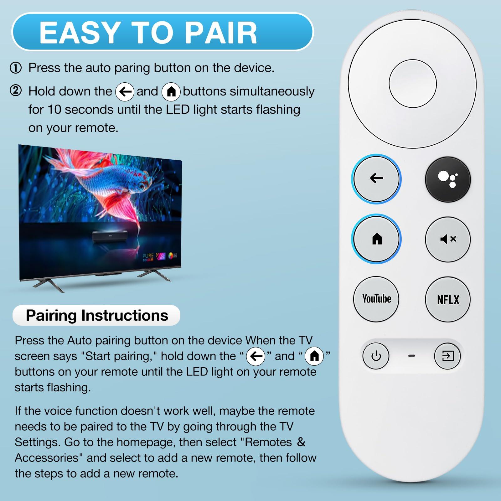 LOUTOC Replacement for Google-Chromecast-Remote, for Chromecast with Google TV Remote 4K/HD & Google TV Streamer 4K(Only for Snow Chromecast Google)