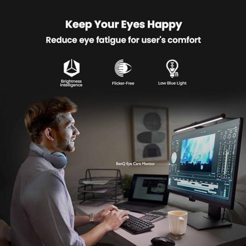 BenQ BenQ GW2480 Computer Monitor 24\" FHD 1920x1080p | IPS | Eye-Care Tech | Low Blue Light | Anti-Glare | Adaptive Brightness | Tilt Screen | Built-In Speakers | DisplayPort | HDMI | VGA,Black